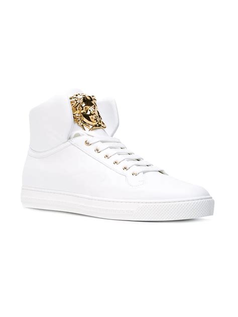 mens white versace high tops|Versace medusa high top.